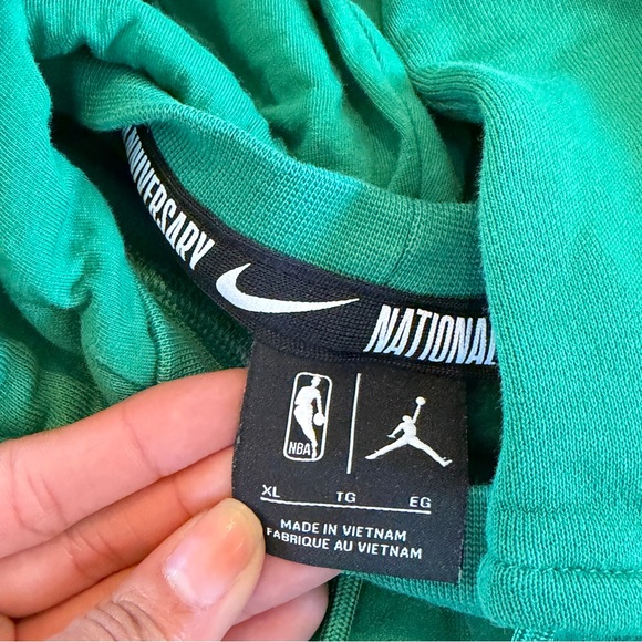 NBA Men's Green Crewneck Hoodie with White Logo - Picture 3 of 5